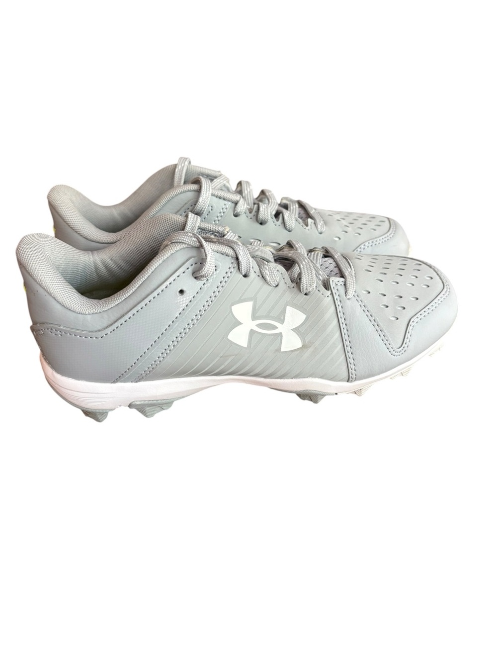 Under Armor Youth Boys Lead Off Low Baseball Cleats Gray White Sz 5Y